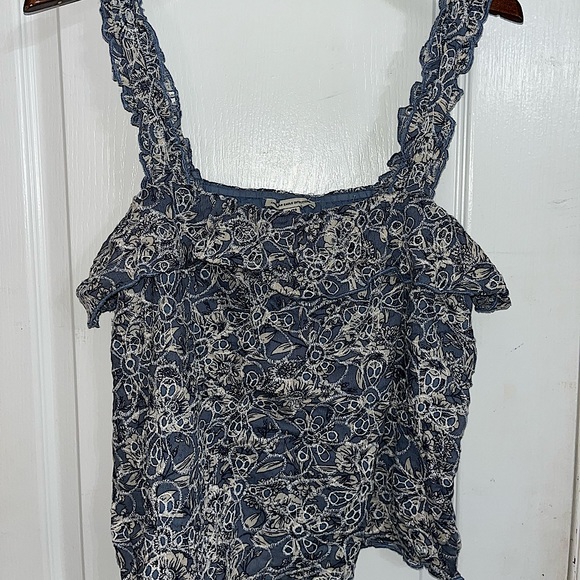 American Eagle Lace/Embroidered Tank Top in Blue Floral Print — XL - Picture 2 of 4